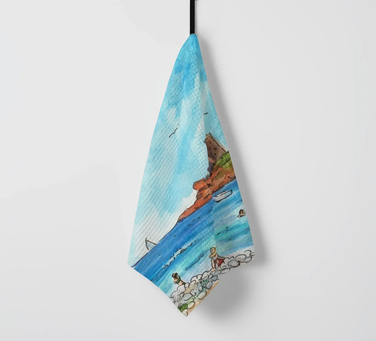 Dramont beach tea towel by C.WILL