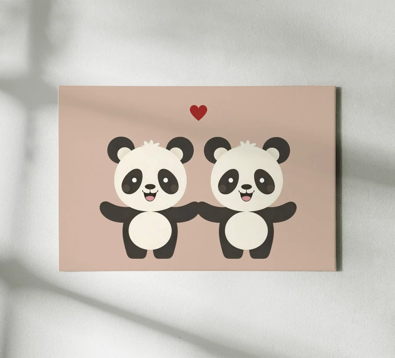 Panda Liebe - niedlich & liebenswert Tier Illustration Leinwand mit Schattenfugenrahmen von Punderful Day