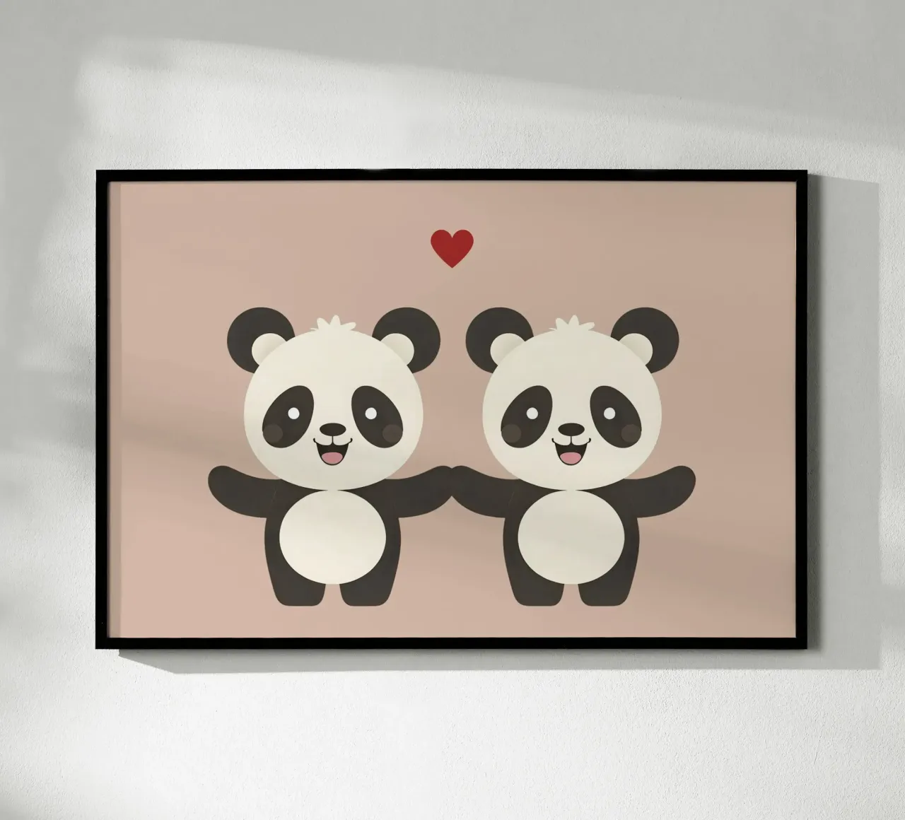 Panda love - cute & adorable animal illustration poster with plastic frame by Punderful Day
