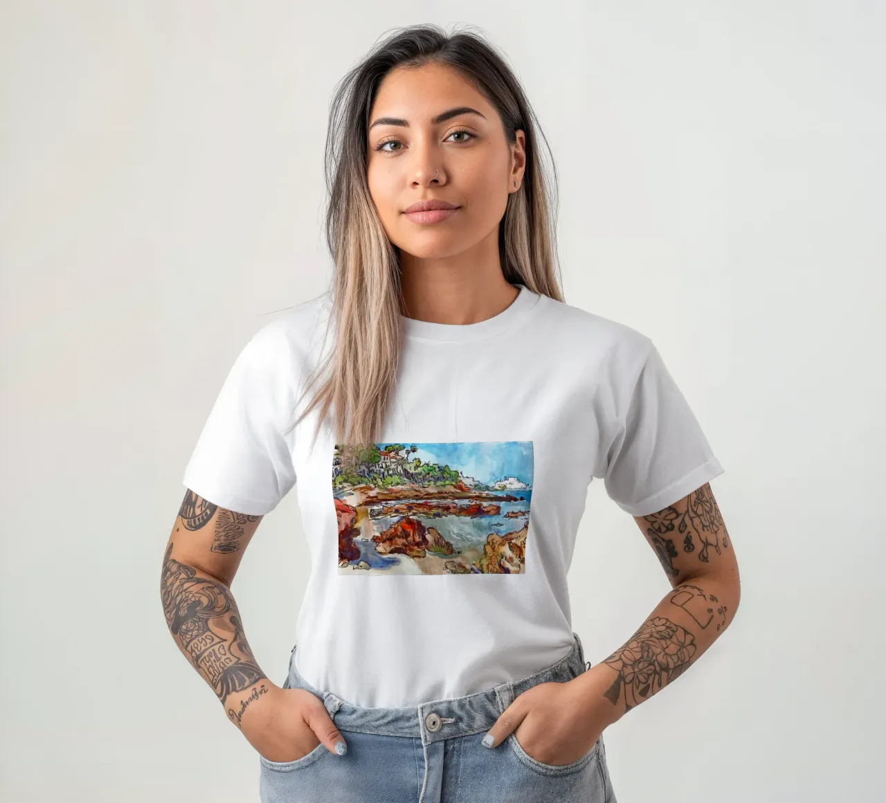 Cove in Peniscola t-shirt da C.WILL