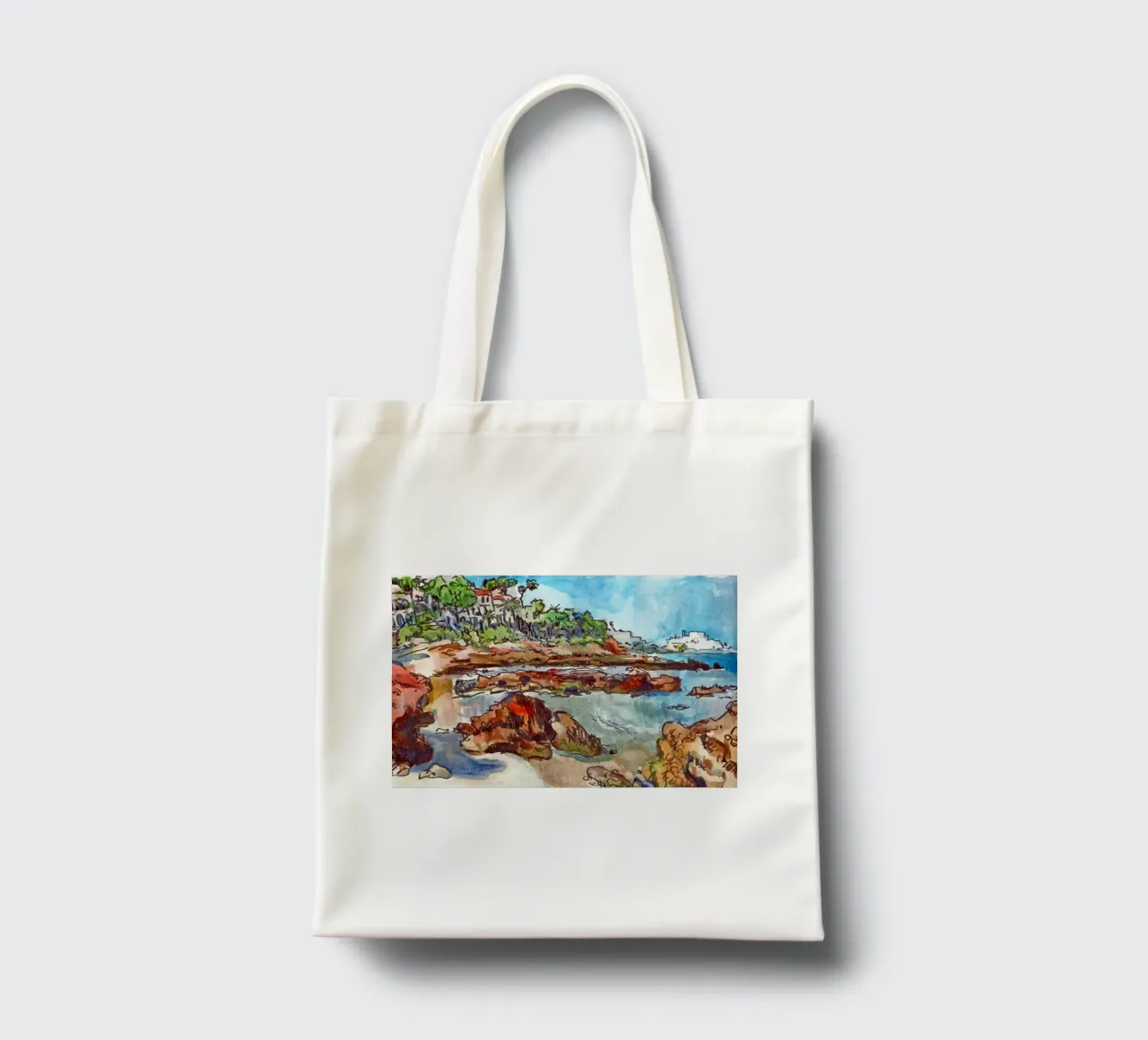 Cove in Peniscola tote bag by C.WILL