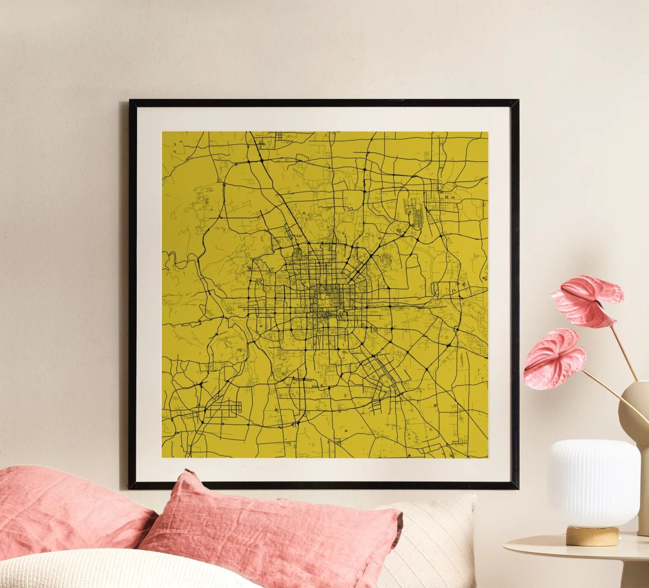 Bejing Yellow poster by Urban Maps