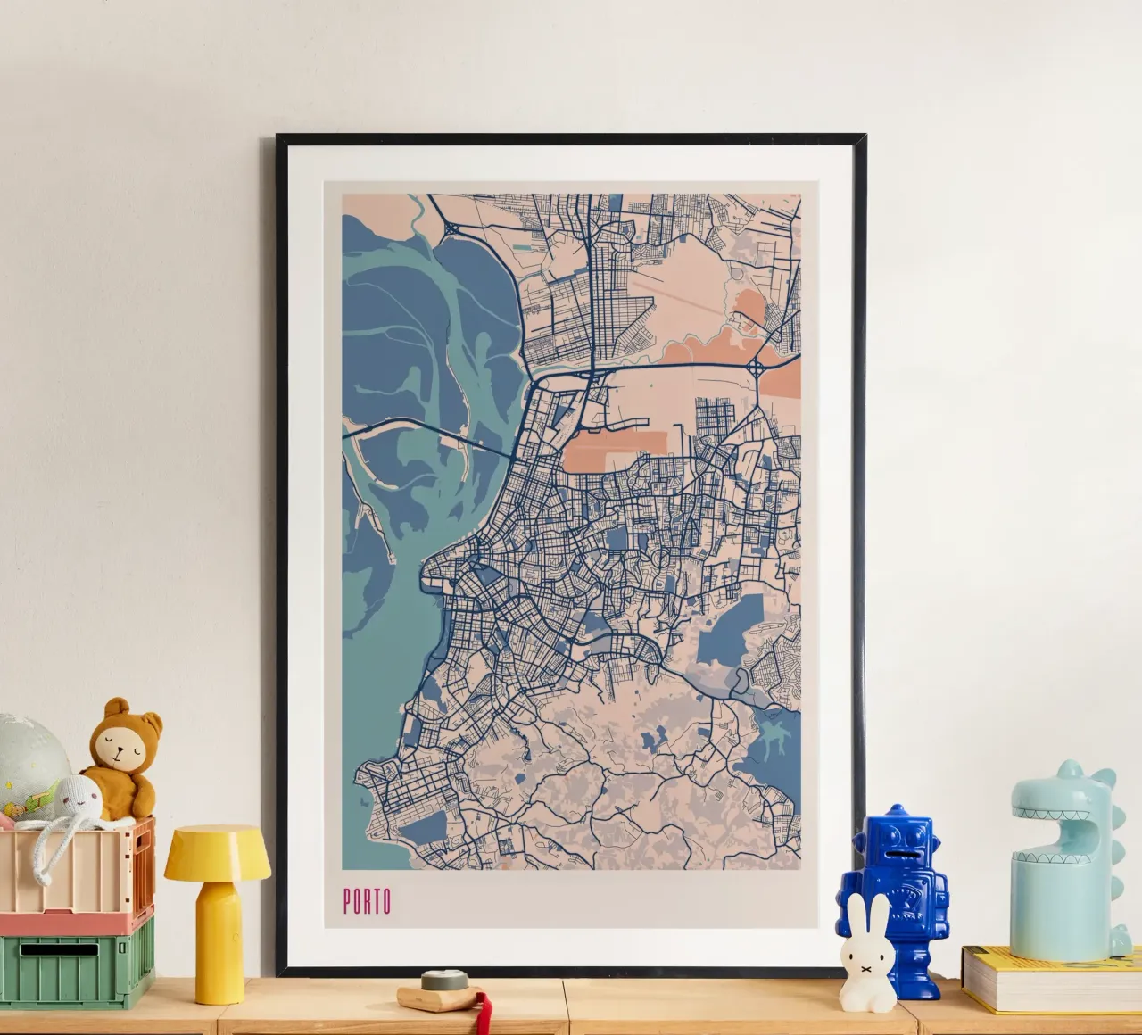Porto, l'anima del Portogallo poster con telaio in legno da MOOODZART