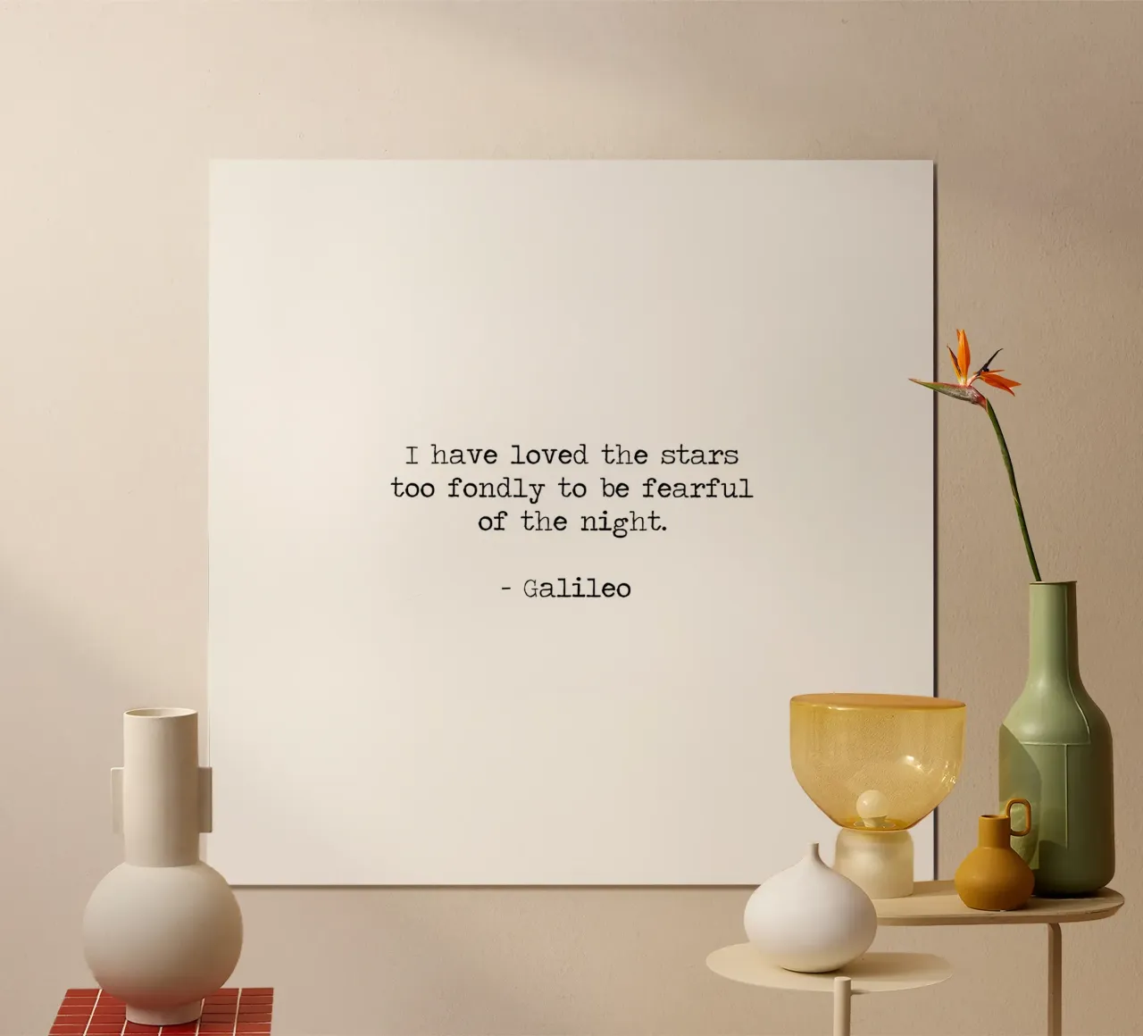 Galielo Ho amato le stelle con troppo affetto citazione poster con telaio in plastica da Summer Soul Co. - Quotes