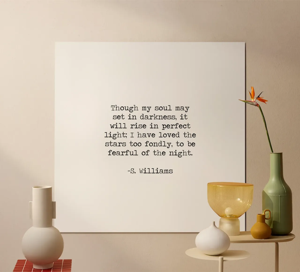 Ho amato troppo le stelle per avere paura della notte. poster con telaio in legno da Summer Soul Co. - Quotes