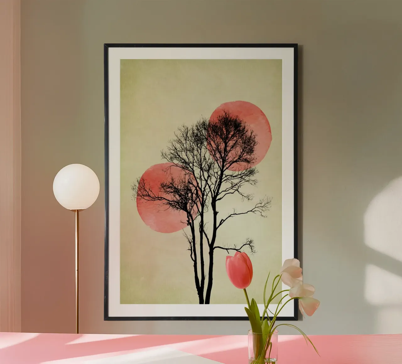 Moon And Sun Hiding poster con telaio in alluminio da Kubistika
