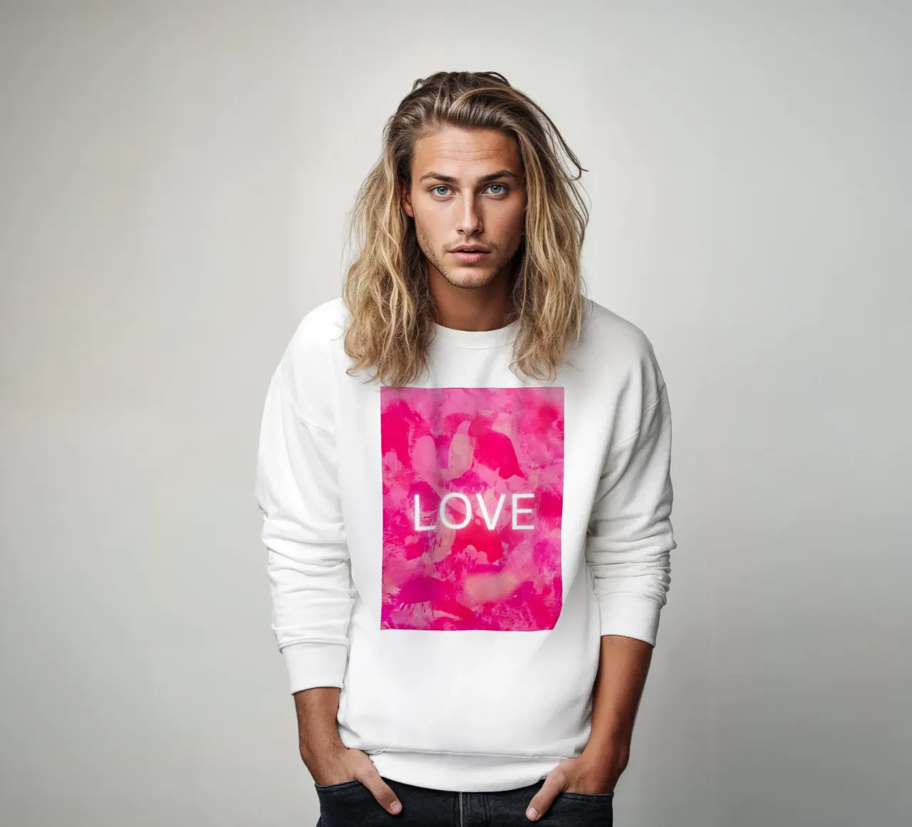 LOVE MultiRoze Abstracte Print sweatshirt van FABOArt
