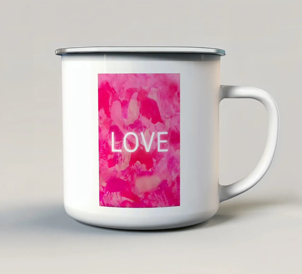LOVE MultiRoze Abstracte Print emaille mok van FABOArt