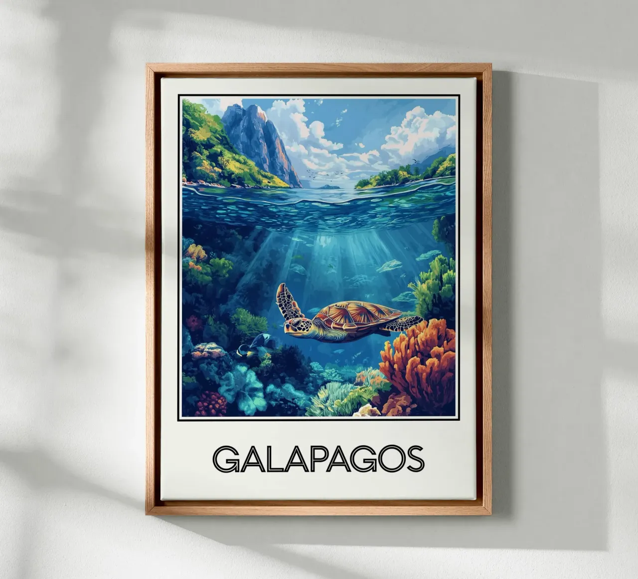 Galapagos tela con Cornice a cassetta da Frame the World
