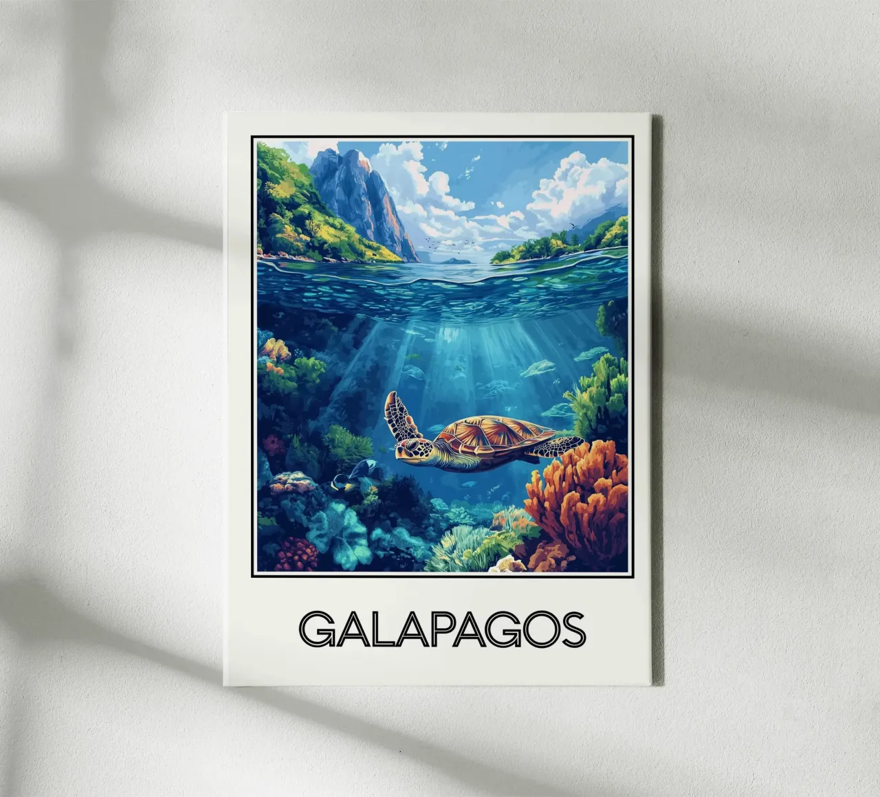Galapagos tela con Cornice a cassetta da Frame the World
