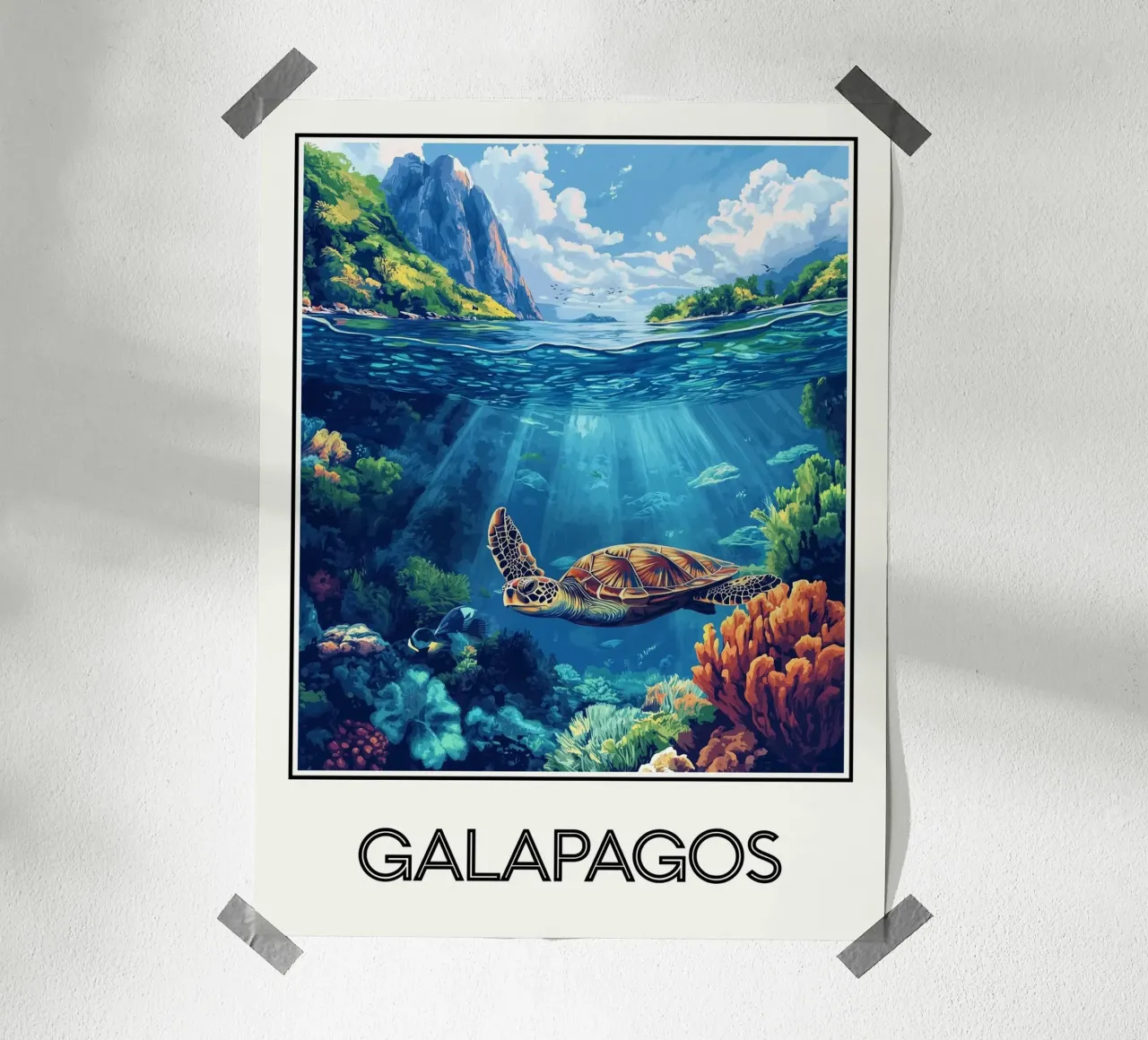 Galapagos poster con telaio in plastica da Frame the World