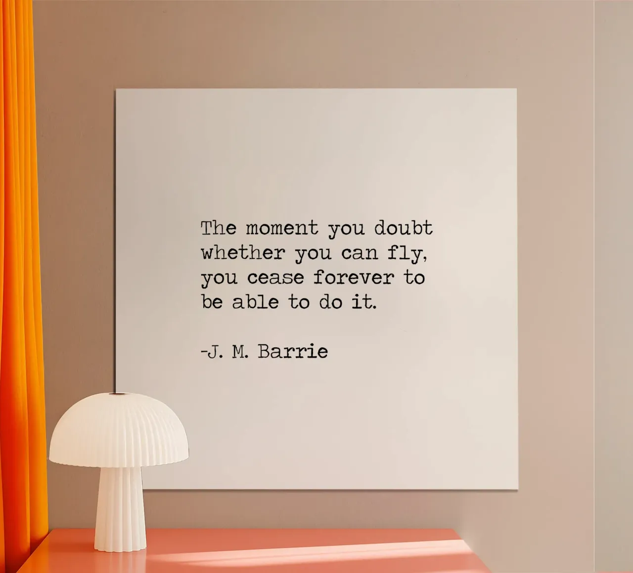 Credi in te stesso - J. M. Barrie Peter Pan Citazione poster con telaio in legno da Summer Soul Co. - Quotes