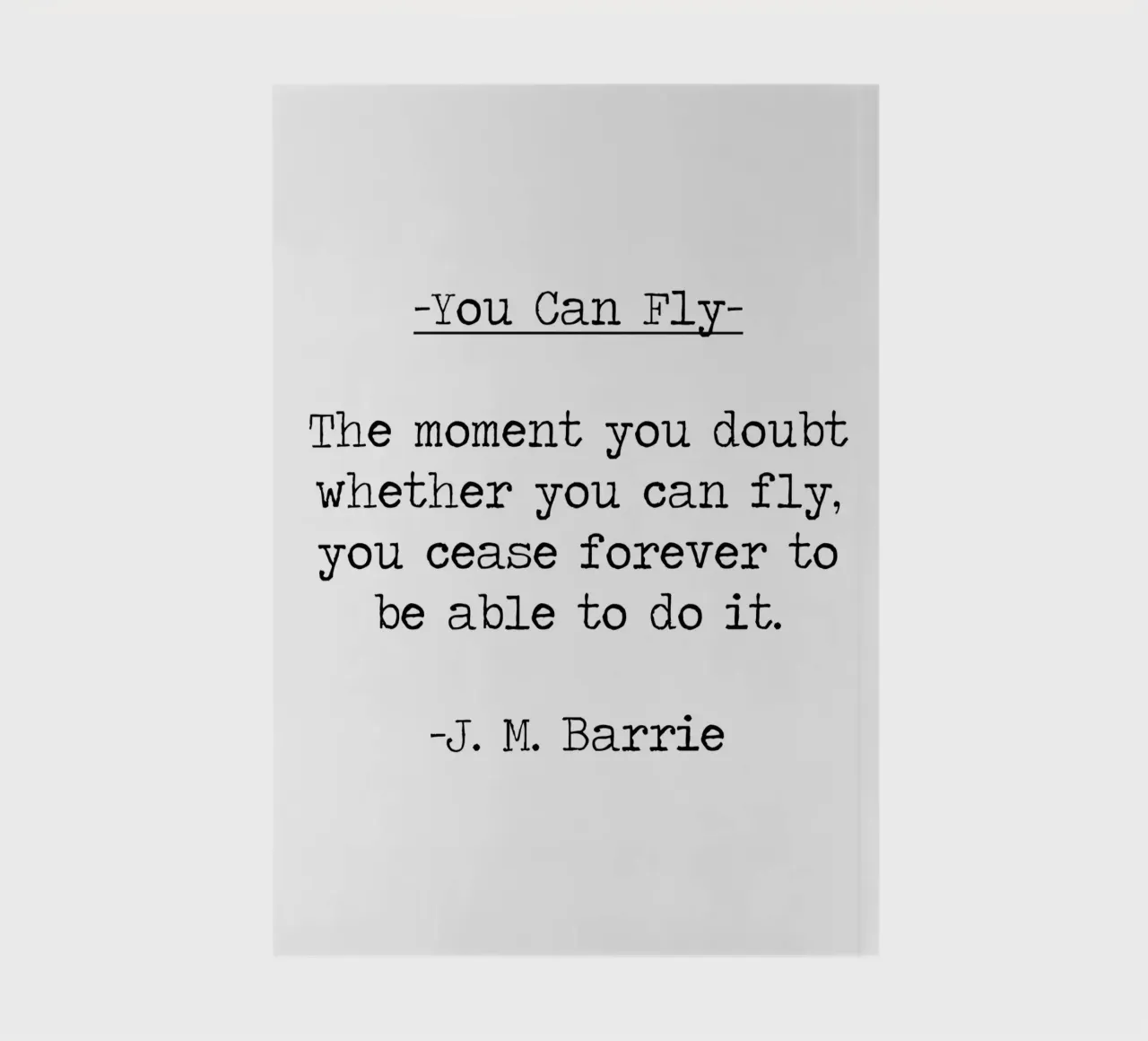 You can fly if you want to Peter Pan J M Barrie Quote notebook by Summer Soul Co. - Quotes