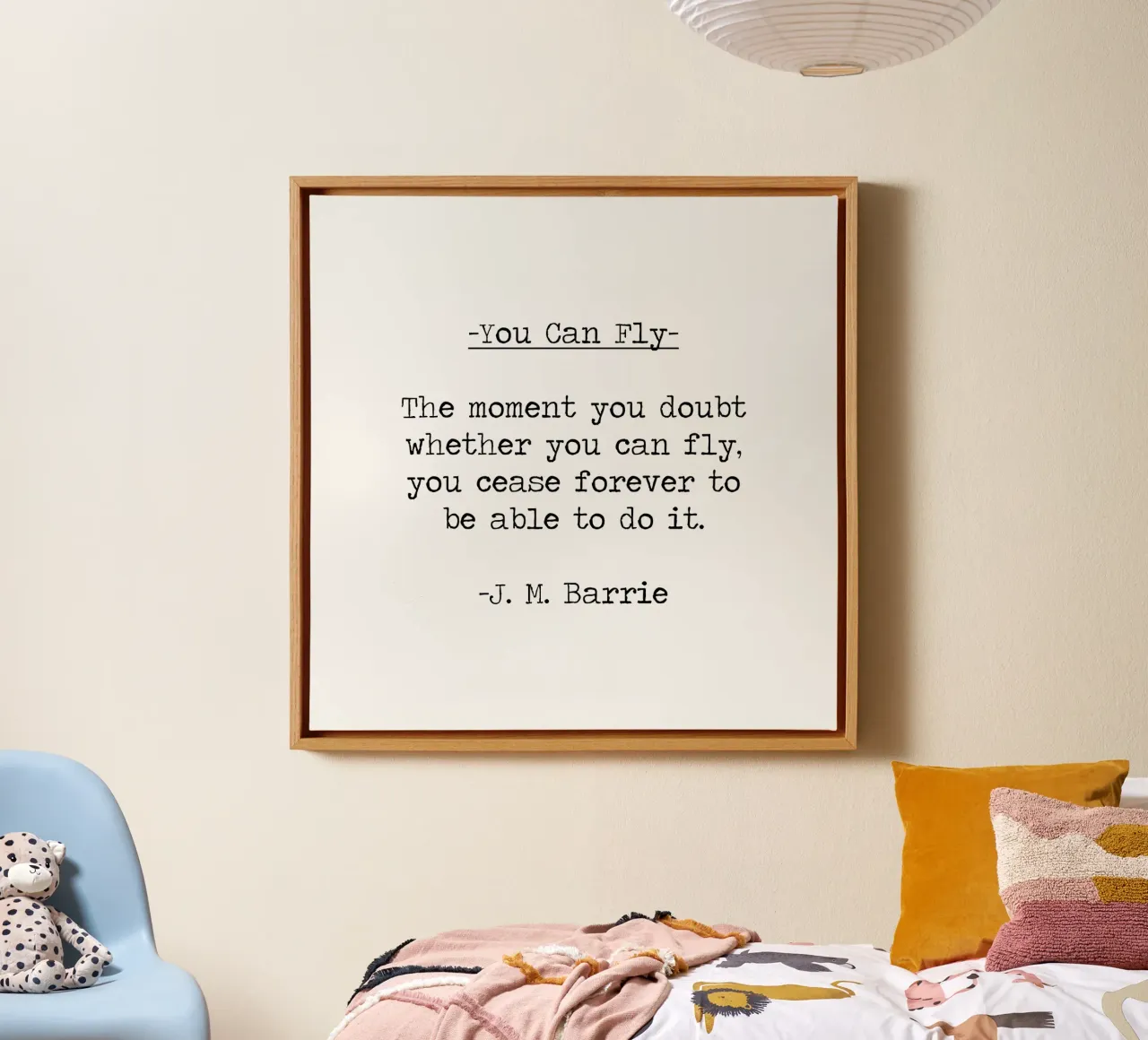 You can fly if you want to Peter Pan J M Barrie Quote canvas with Floater frame by Summer Soul Co. - Quotes