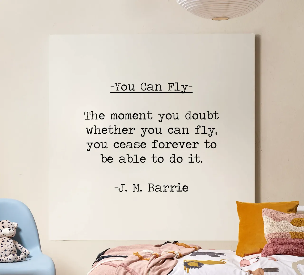 You can fly if you want to Peter Pan J M Barrie Quote canvas with Floater frame by Summer Soul Co. - Quotes