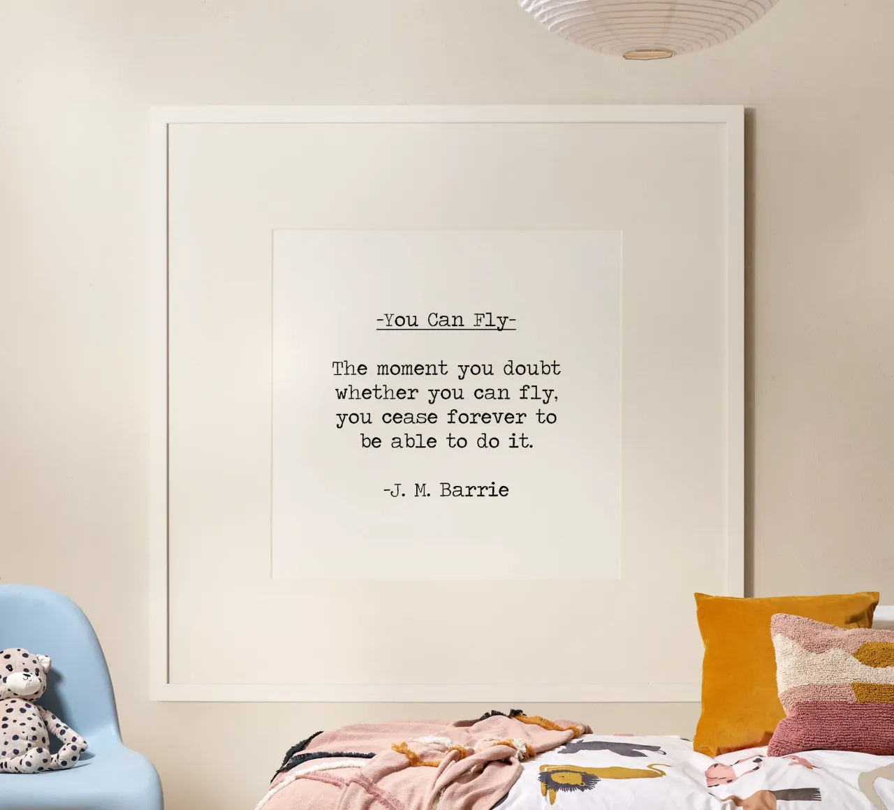 Puoi volare se vuoi Peter Pan J M Barrie Citazione poster con telaio in plastica da Summer Soul Co. - Quotes