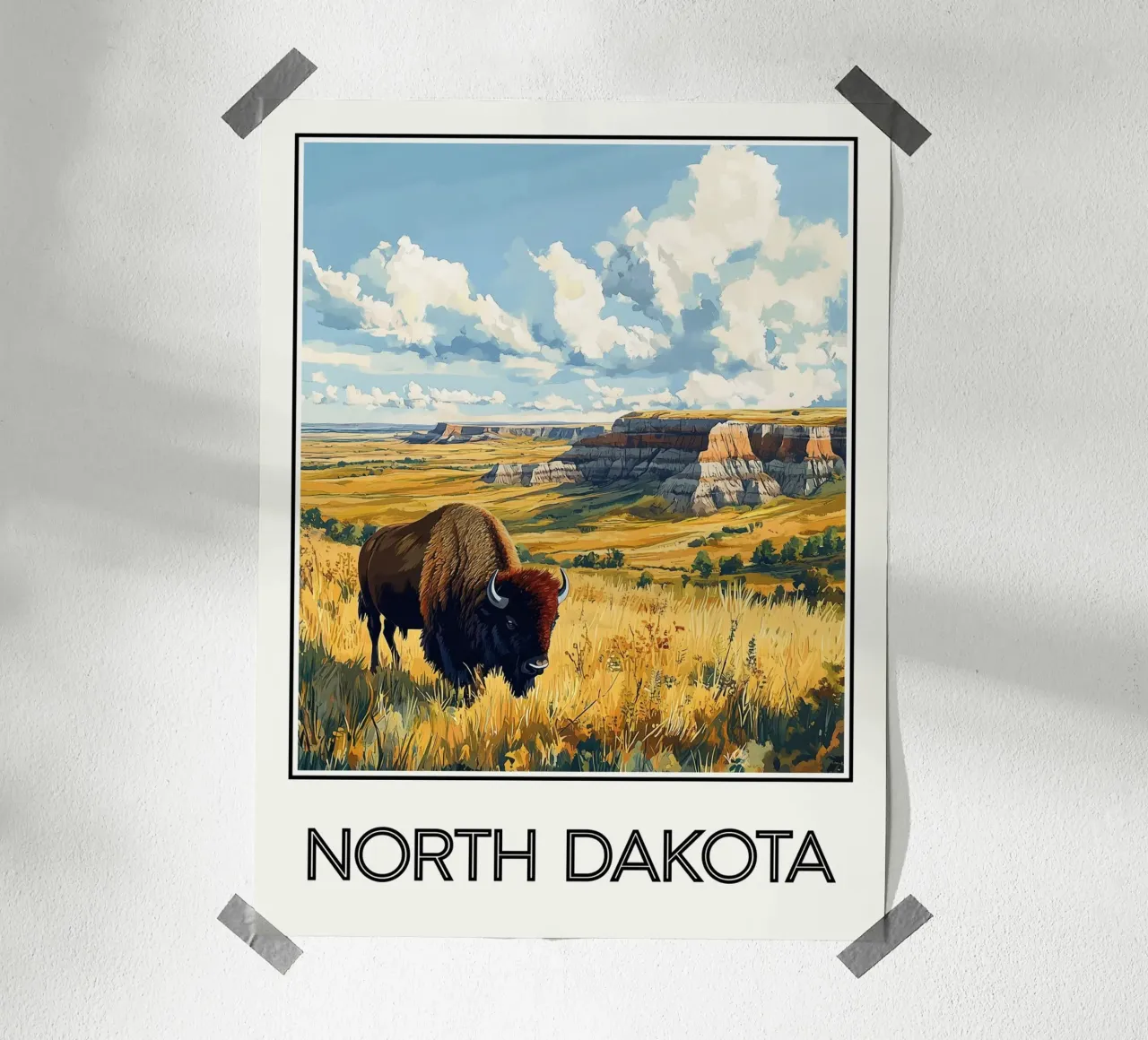 Nord Dakota poster con telaio in alluminio da Frame the World