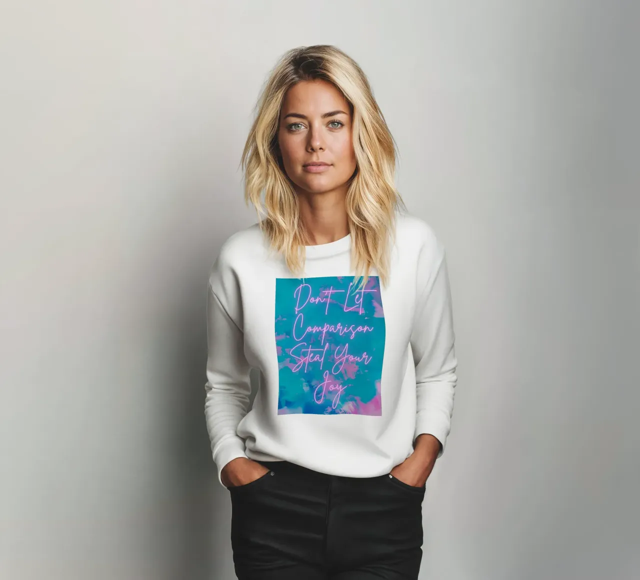 Don't Let Comparison Steal Your Joy Vibrant Abstract Print sweatshirt by FABOArt
