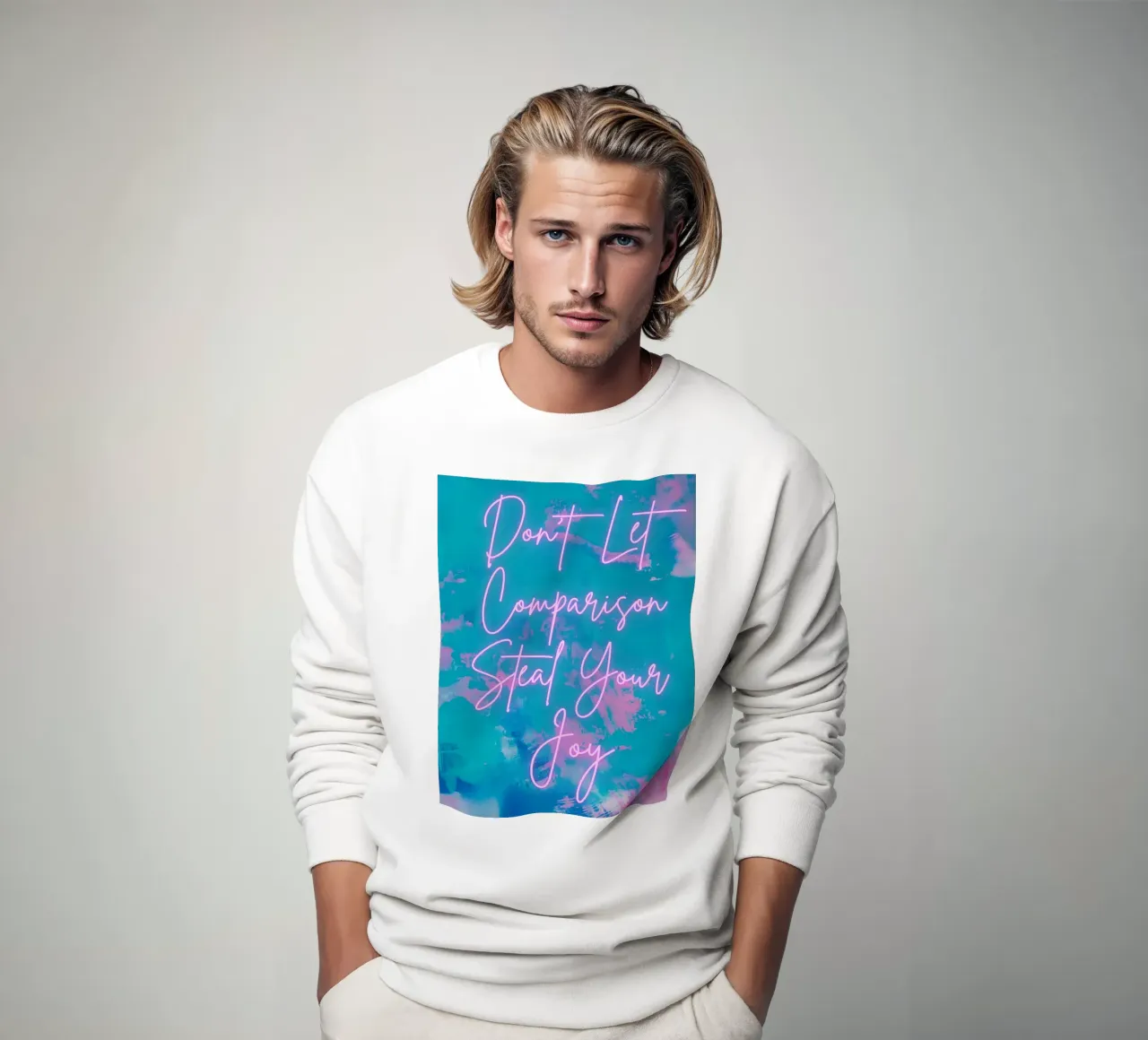 Don't Let Comparison Steal Your Joy Vibrant Abstract Print sweatshirt by FABOArt