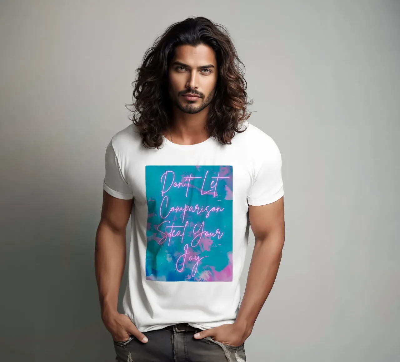 Don't Let Comparison Steal Your Joy Vibrant Abstract Print t-shirt by FABOArt