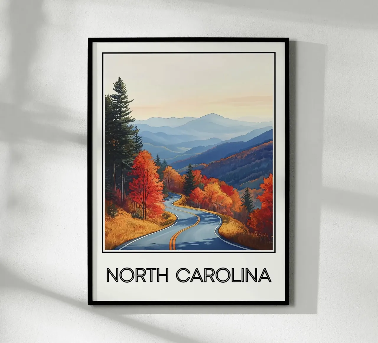 Carolina del Nord poster con telaio in legno da Frame the World