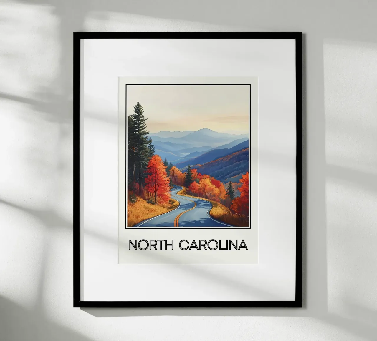 Carolina del Nord poster con telaio in legno da Frame the World