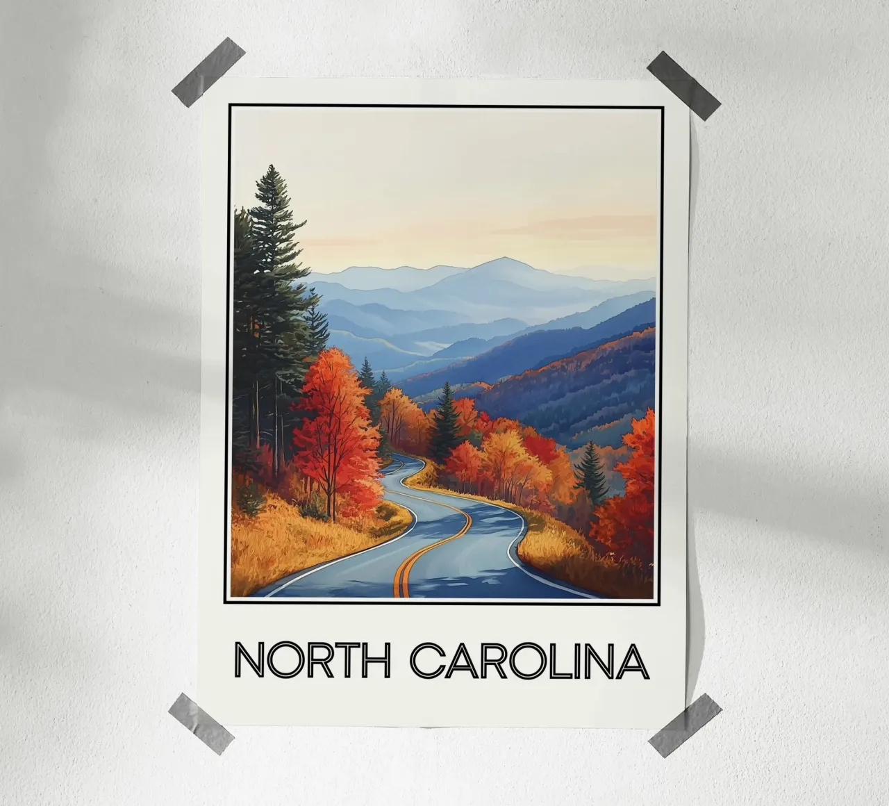 Carolina del Nord poster con telaio in legno da Frame the World