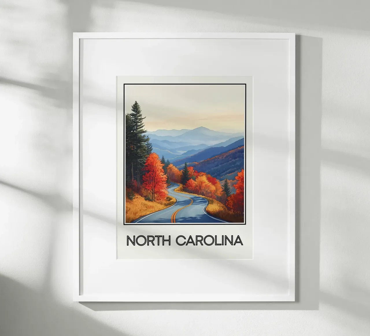 Carolina del Nord poster con telaio in legno da Frame the World