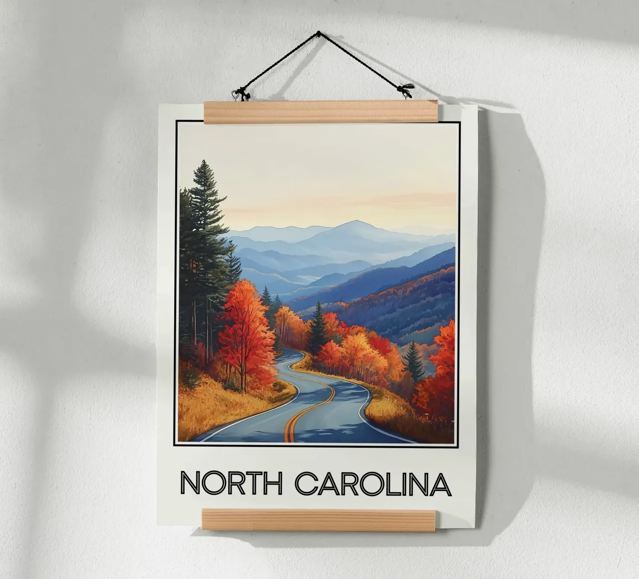 Carolina del Nord poster con telaio in legno da Frame the World