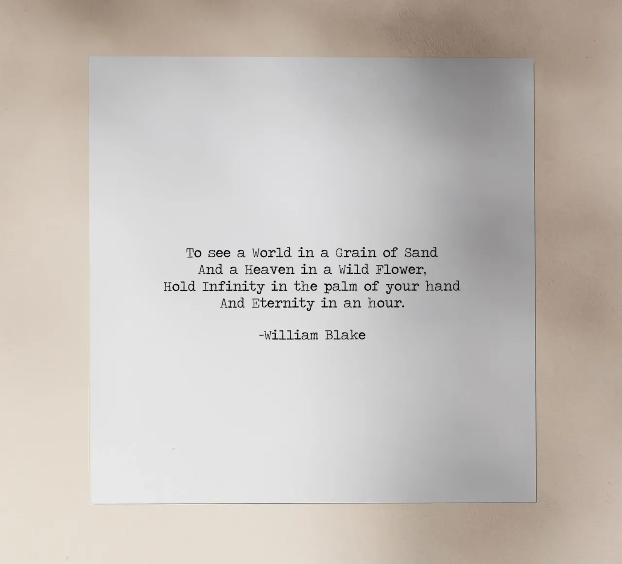 Vedere un mondo in un granello di sabbia, famosa citazione di William Blake pellicola backlit da Summer Soul Co. - Quotes