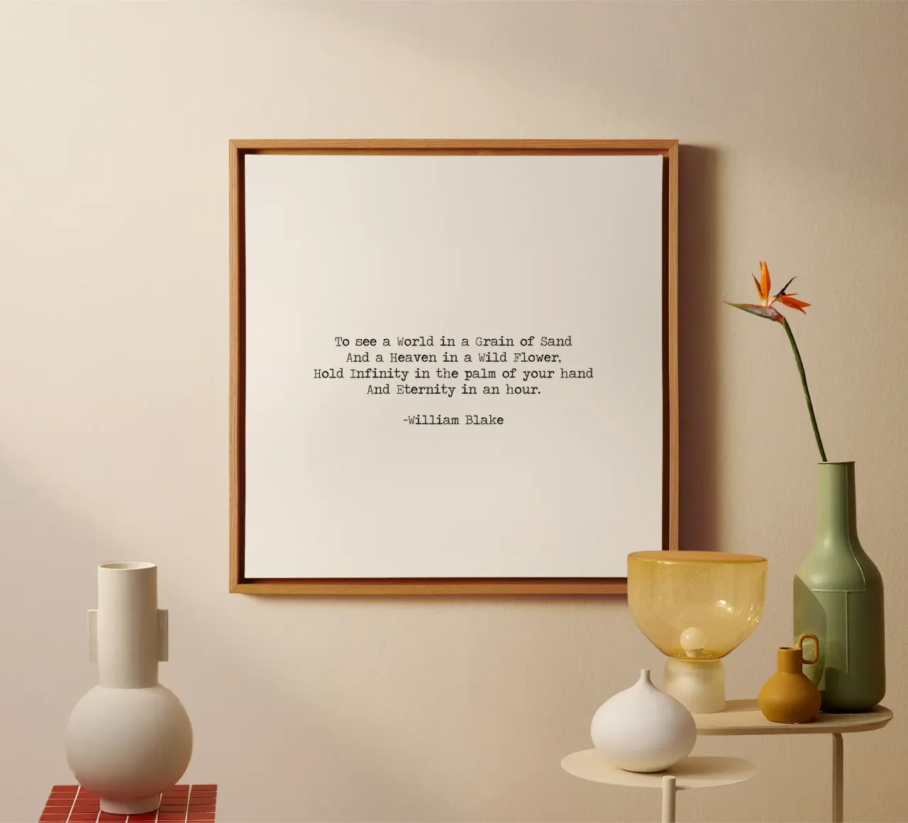To see a world in a grain of sand famous William Blake quote canvas with Floater frame by Summer Soul Co. - Quotes
