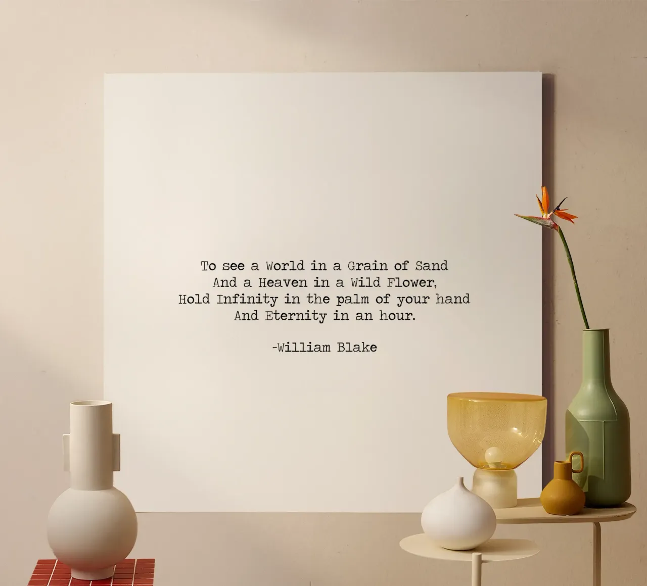 To see a world in a grain of sand famous William Blake quote canvas with Floater frame by Summer Soul Co. - Quotes