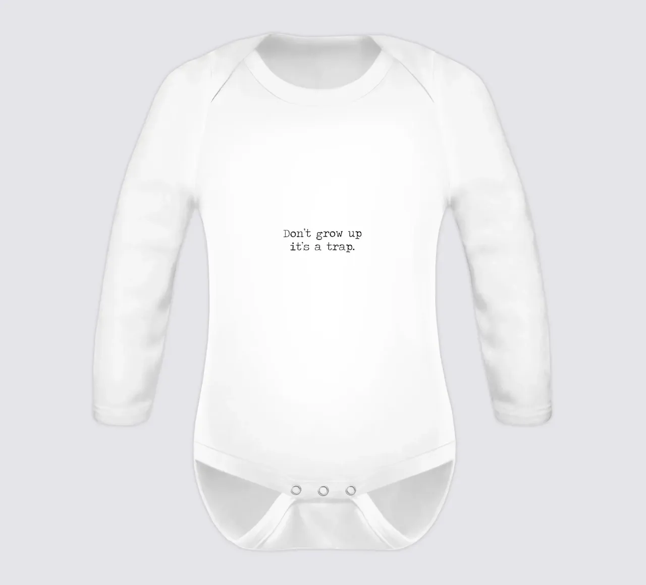 Don't grow up it's a trap typography quote long-sleeve baby romper by Summer Soul Co. - Quotes