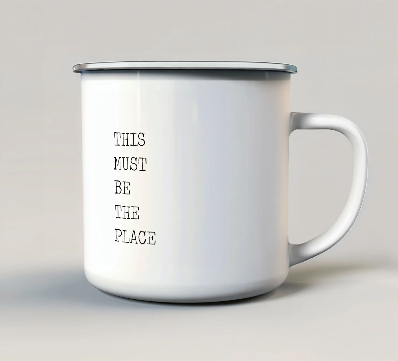 This Must Be The Place Minimalist schwarz-weißes Zitat Emaille Tasse von Summer Soul Co. - Quotes