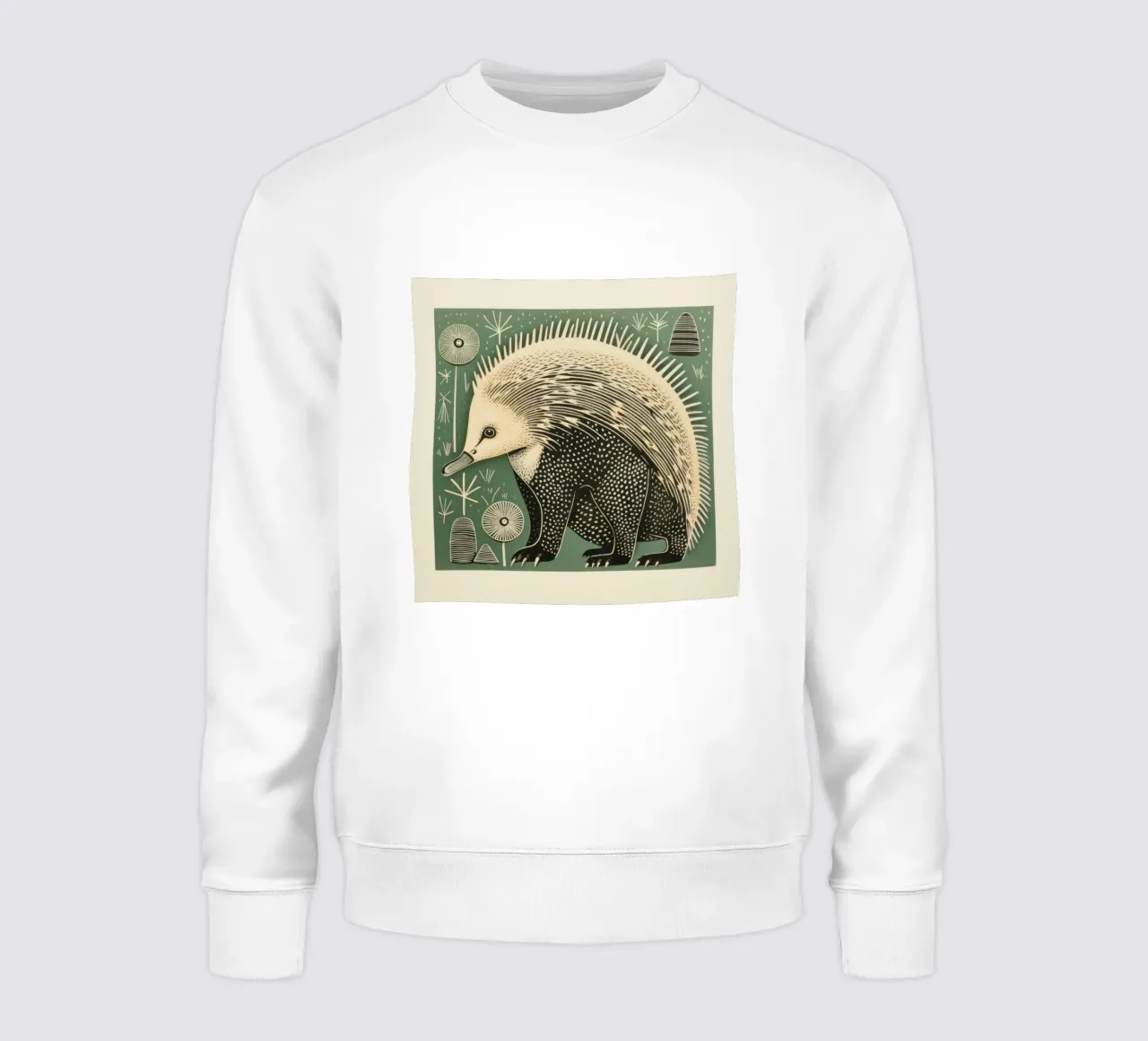 Echidna verde 3 felpa da Minimal Animal Art