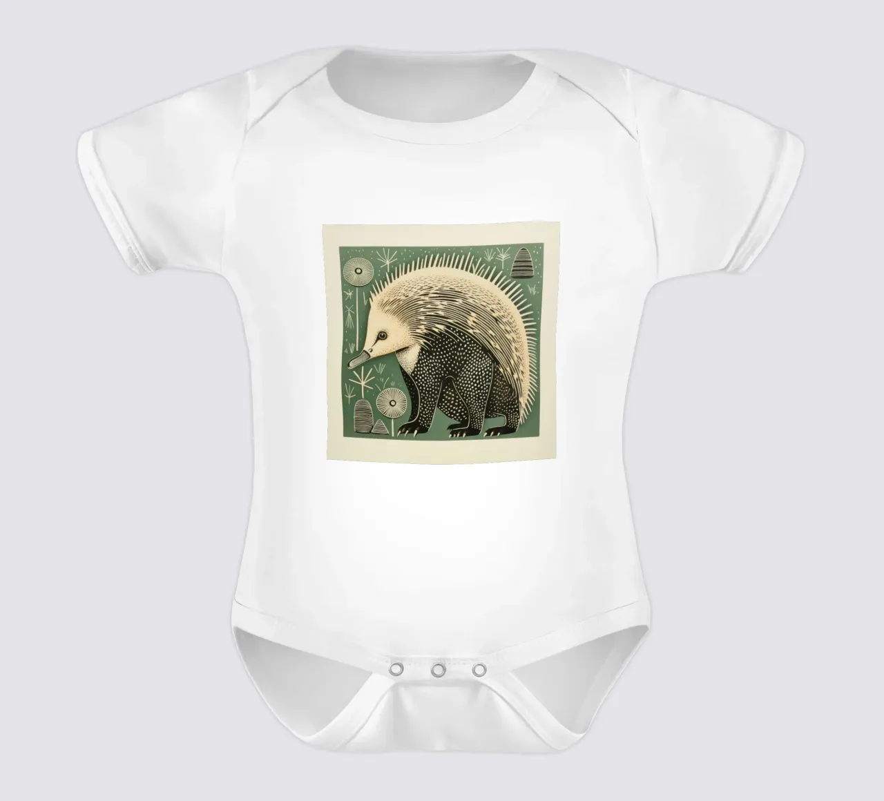 Echidna verde 3 body neonato maniche corte da Minimal Animal Art