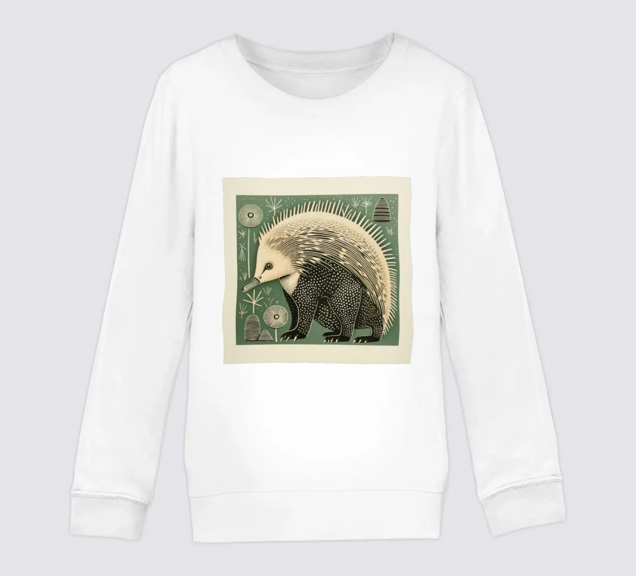 Echidna verde 3 felpa bambino da Minimal Animal Art