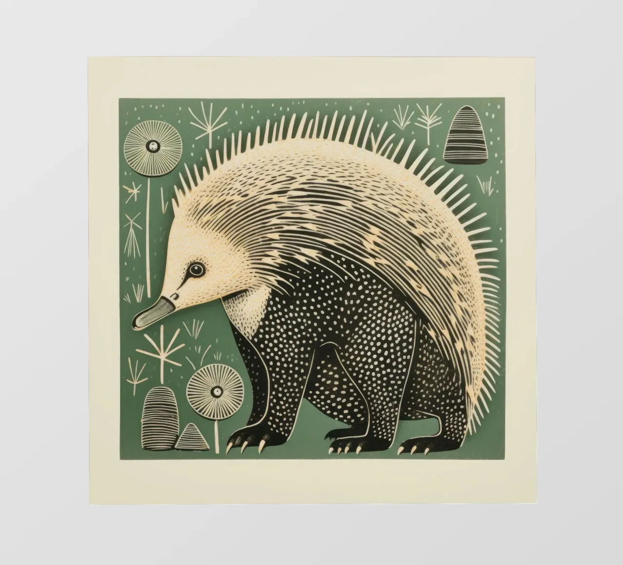 Echidna verde 3 pellicola backlit da Minimal Animal Art