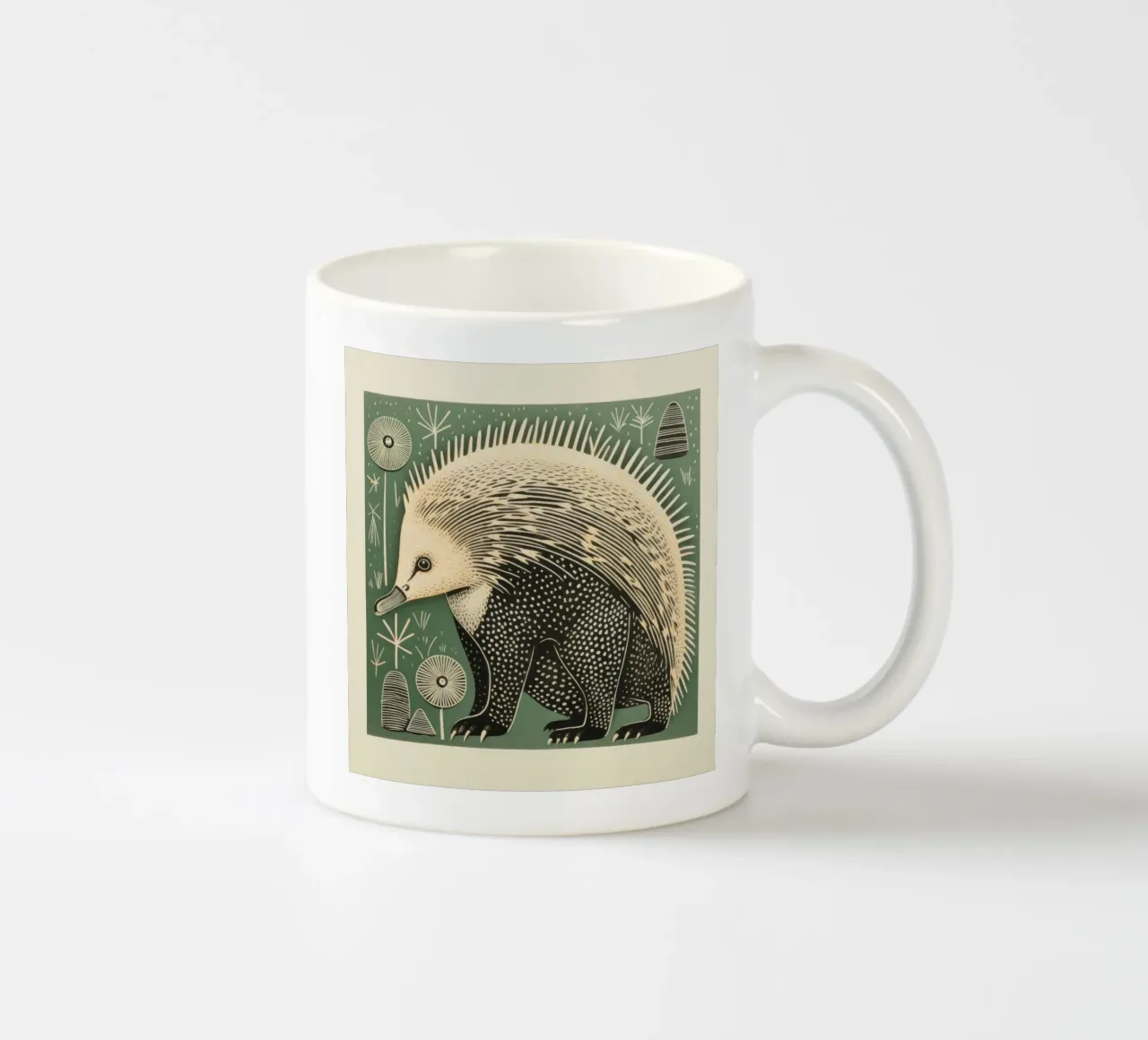 Echidna verde 3 tazza in ceramica da Minimal Animal Art