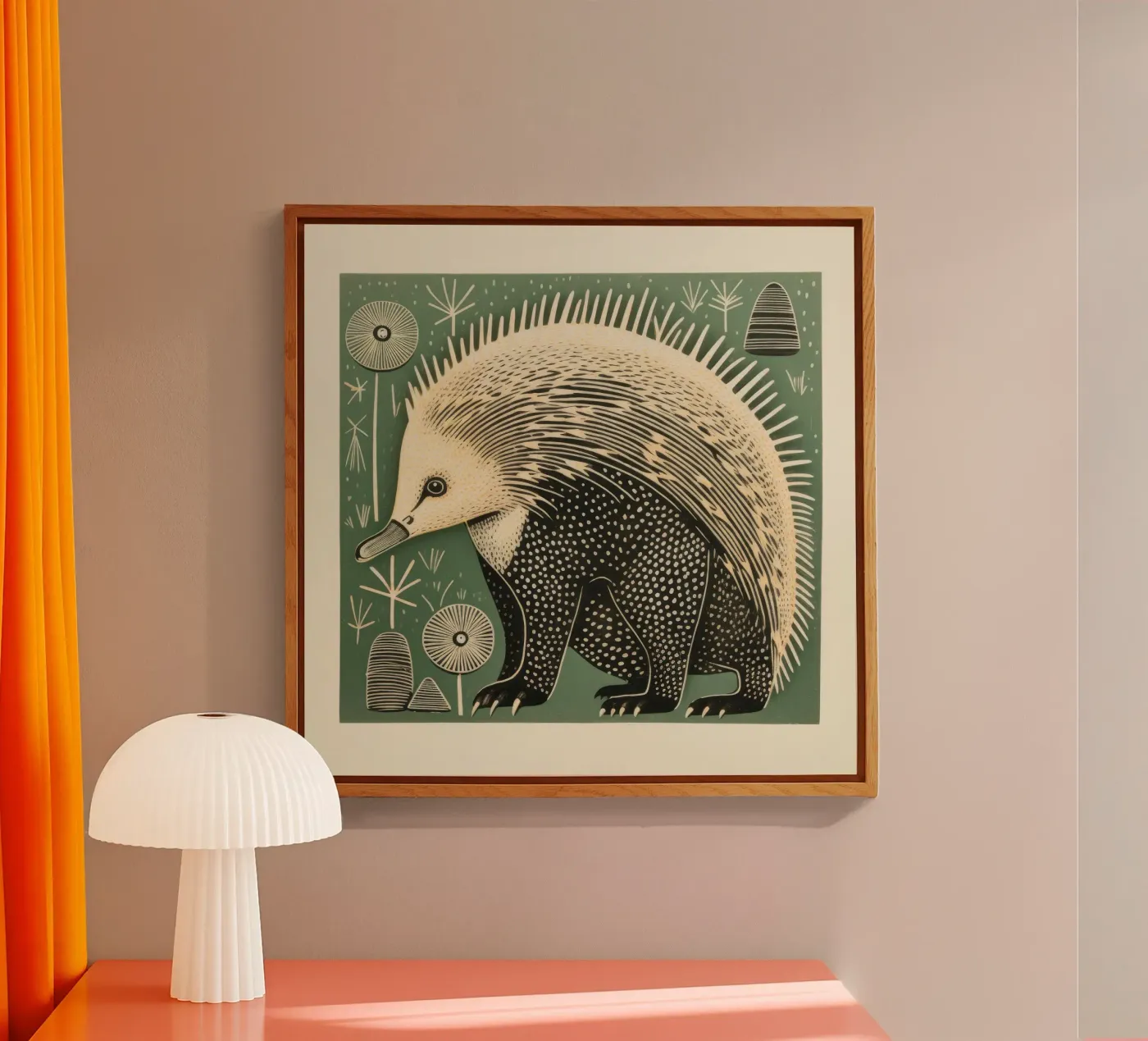 Green Echidna Acryl-Glas von Minimal Animal Art