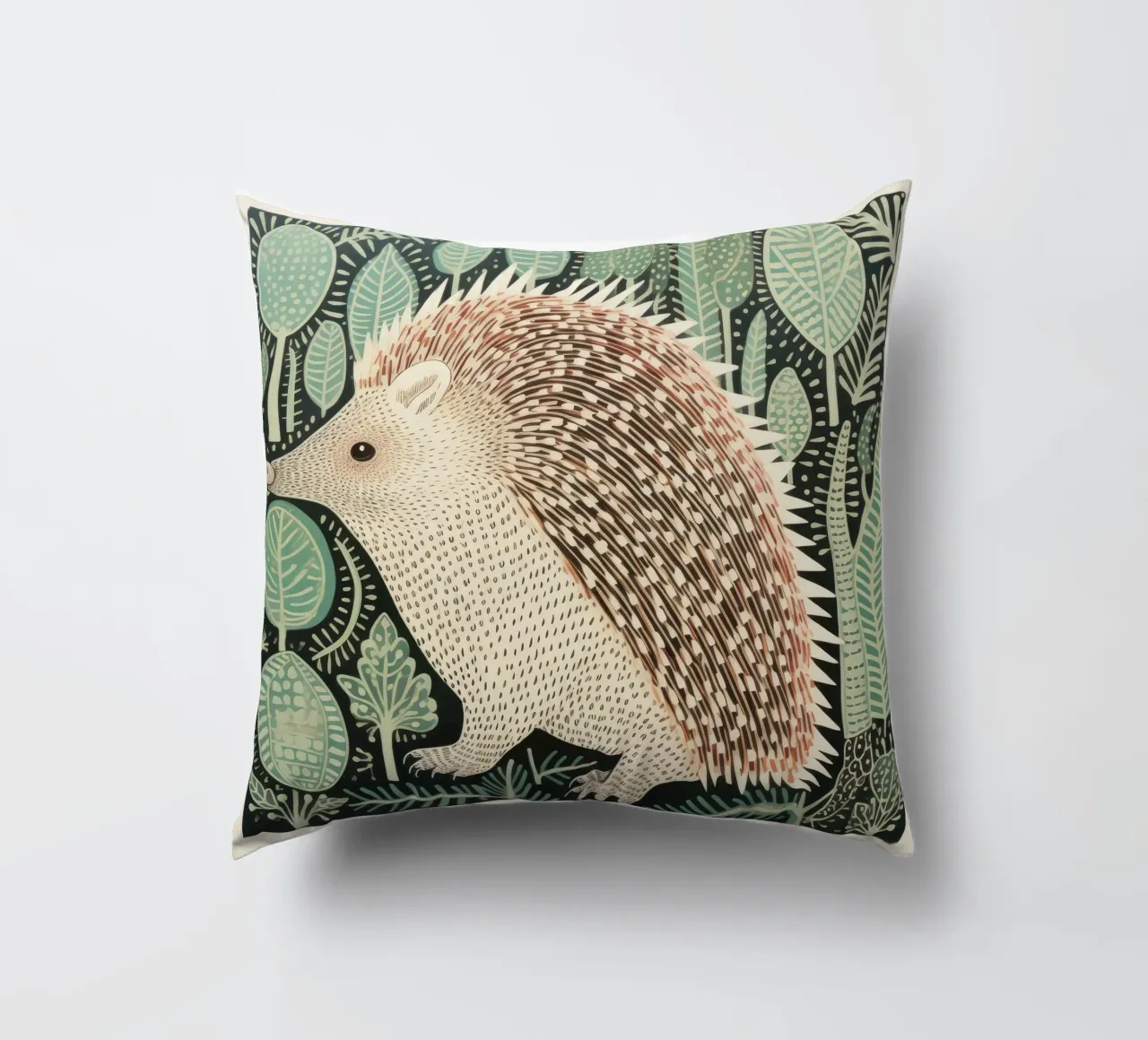 Echidna verde 4 cuscino da Minimal Animal Art