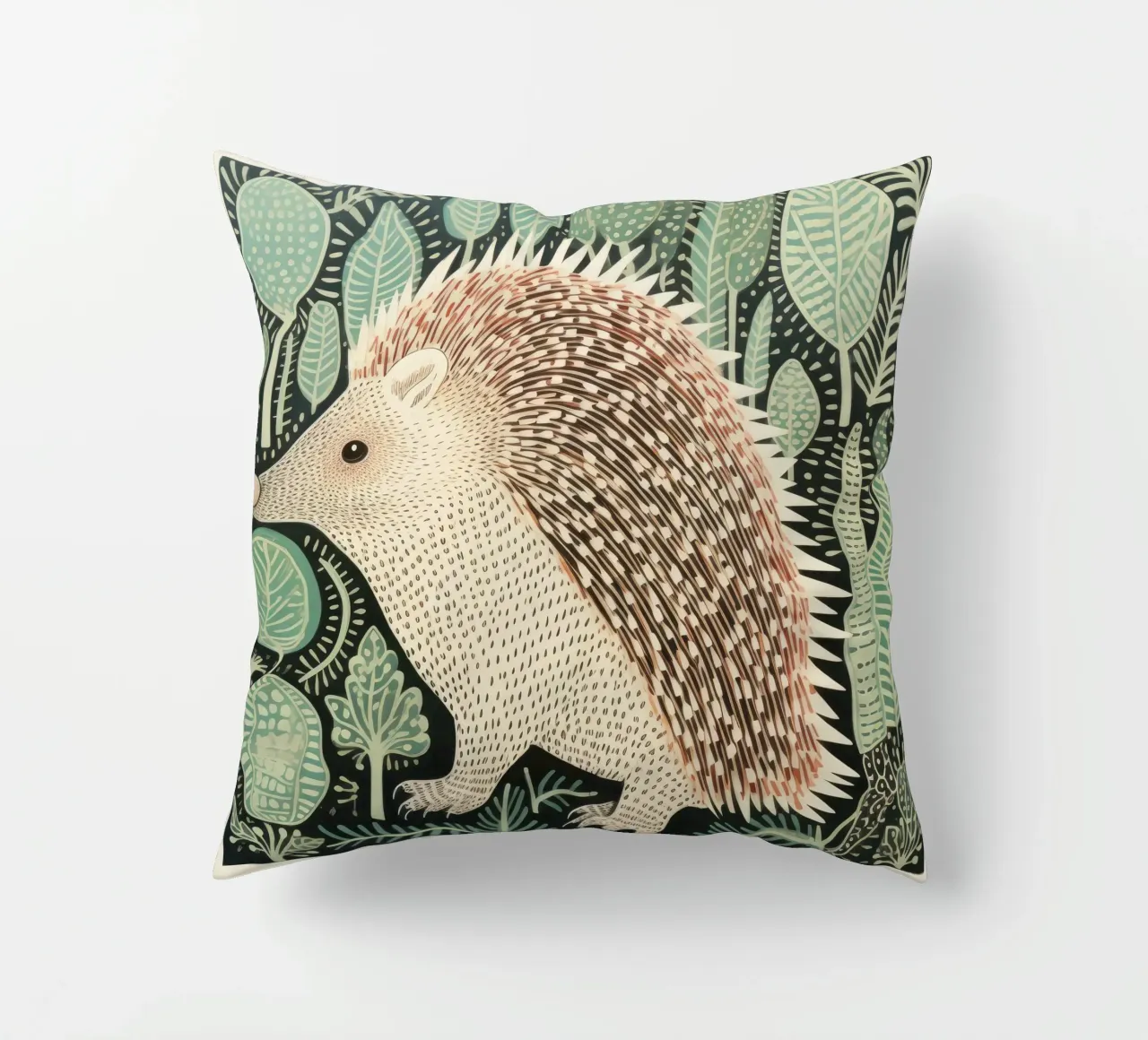 Echidna verde 4 cuscino da Minimal Animal Art