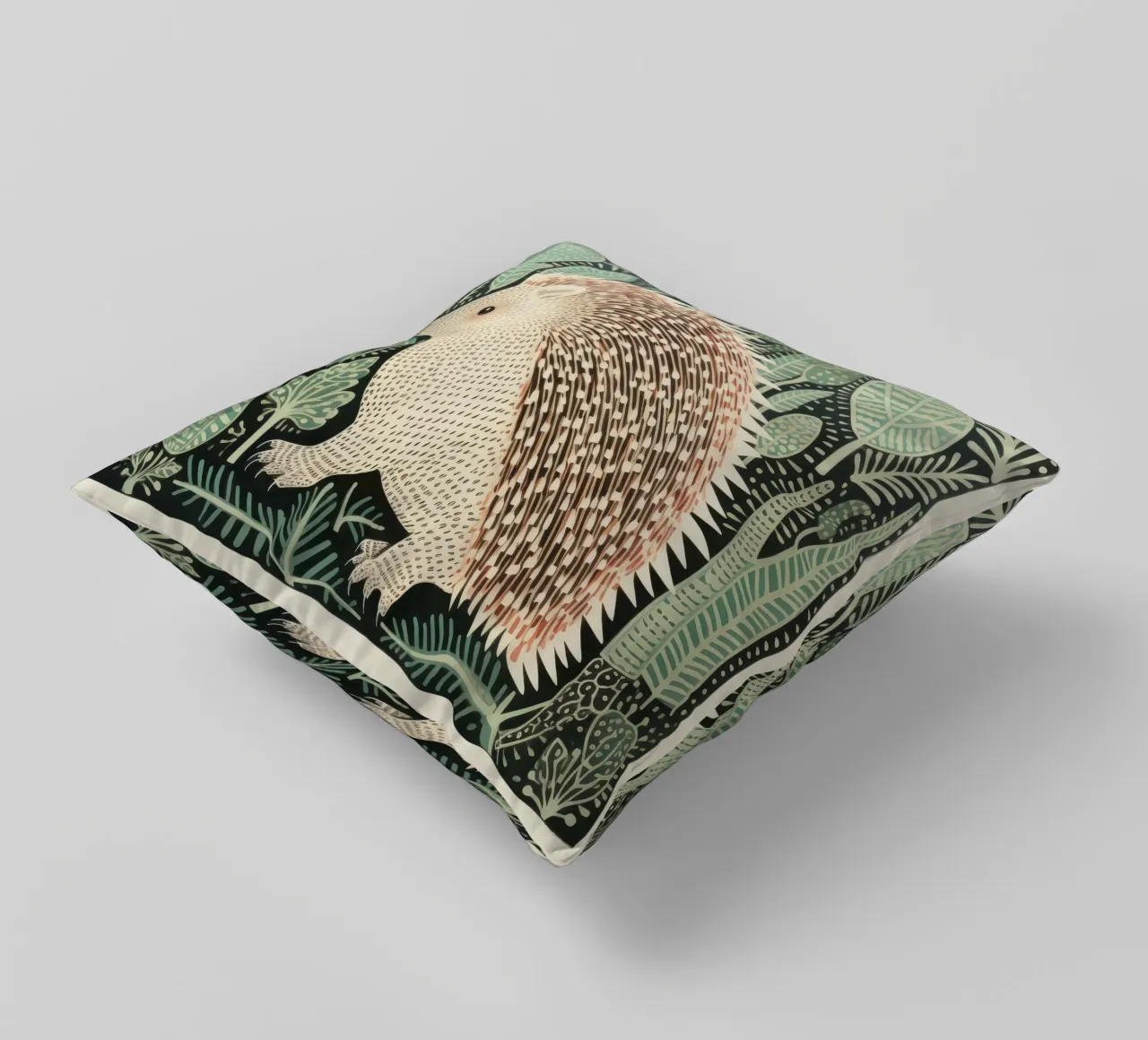 Echidna verde 4 cuscino da Minimal Animal Art