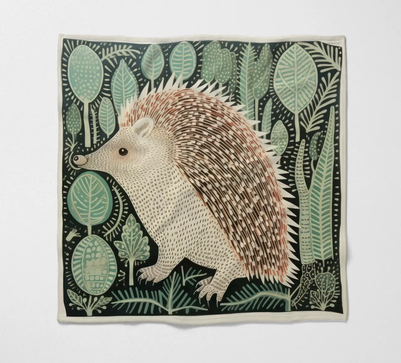 Echidna verde 4 coperta in pile da Minimal Animal Art