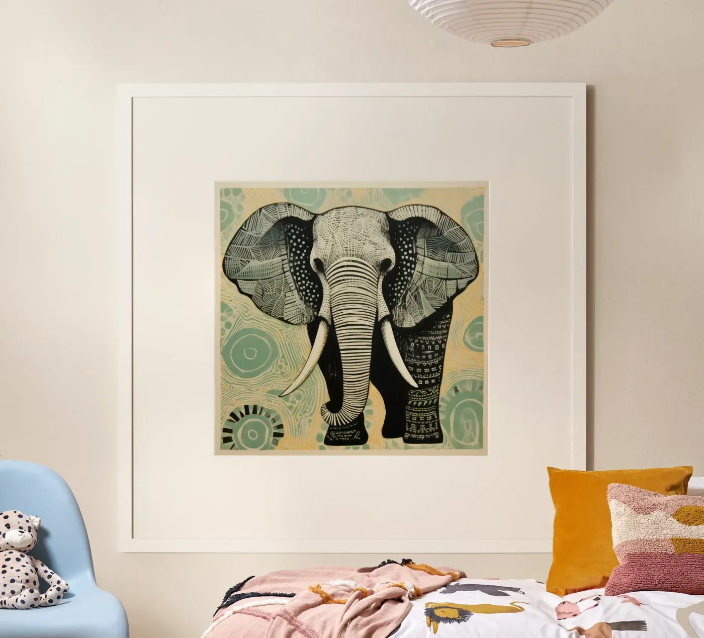 Elefante verde poster da Minimal Animal Art