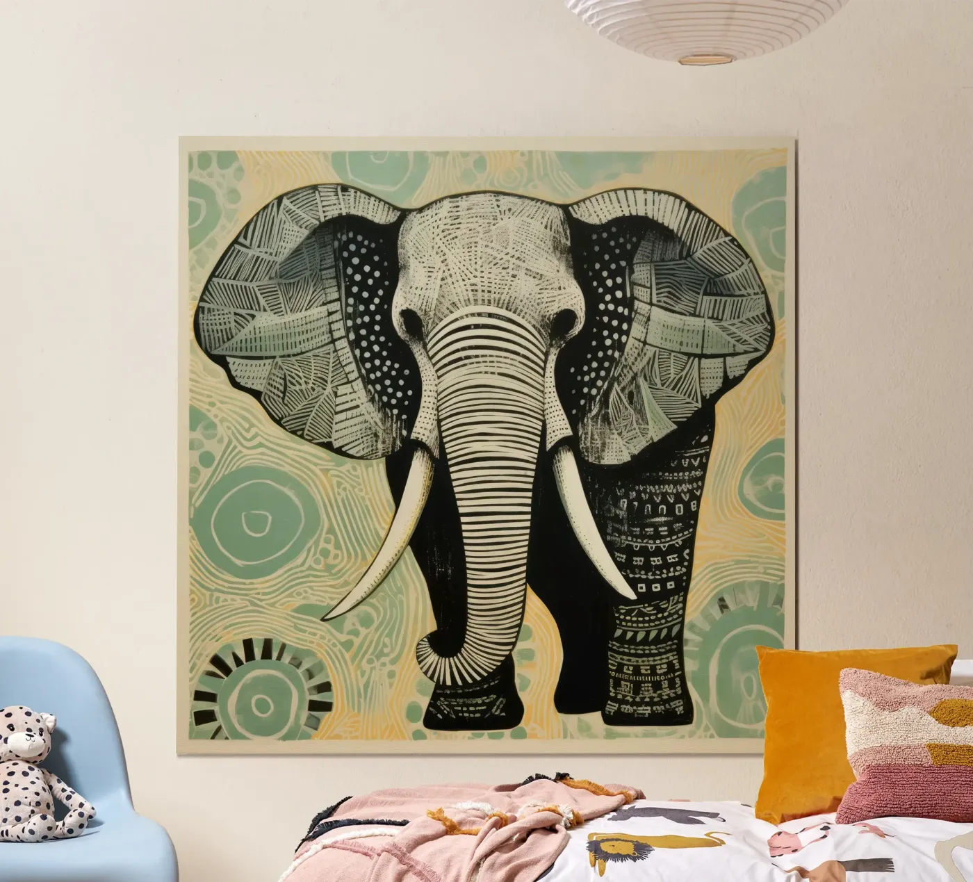 Elefante verde poster da Minimal Animal Art
