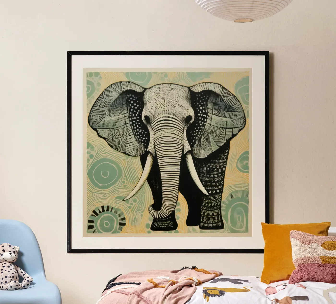 Elefante verde poster da Minimal Animal Art