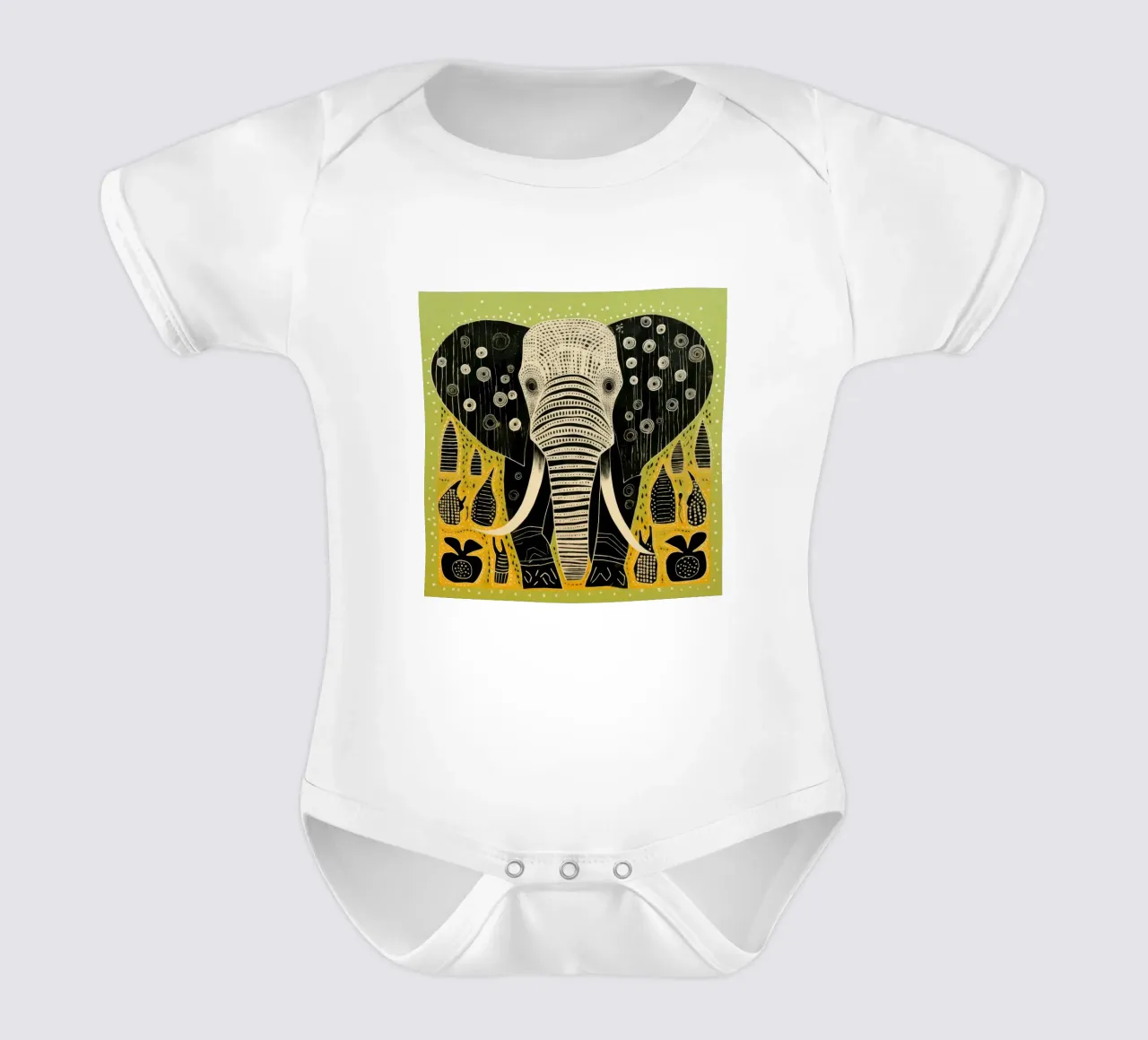 Elefante verde 2 body neonato maniche corte da Minimal Animal Art