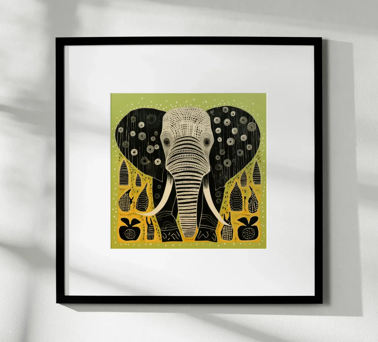 Elefante verde 2 poster con telaio in alluminio da Minimal Animal Art