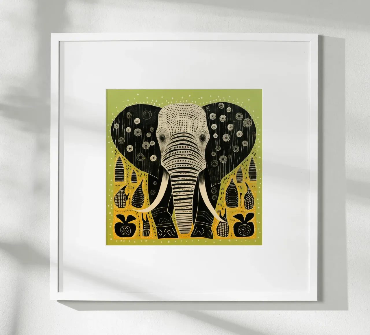 Elefante verde 2 poster con telaio in alluminio da Minimal Animal Art